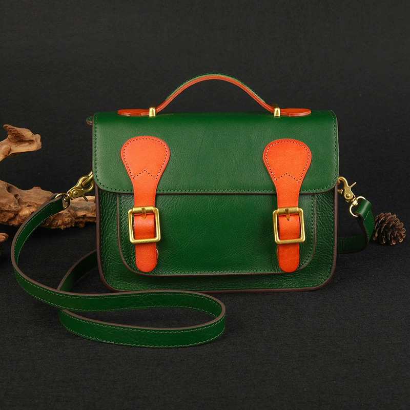 DEEPKEE 新款歐美復古百搭 手提斜挎單肩牛皮小方包 7077 號