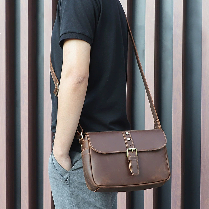 DEEPKEE 瘋馬皮斜挎包 男士單肩包 1062 號