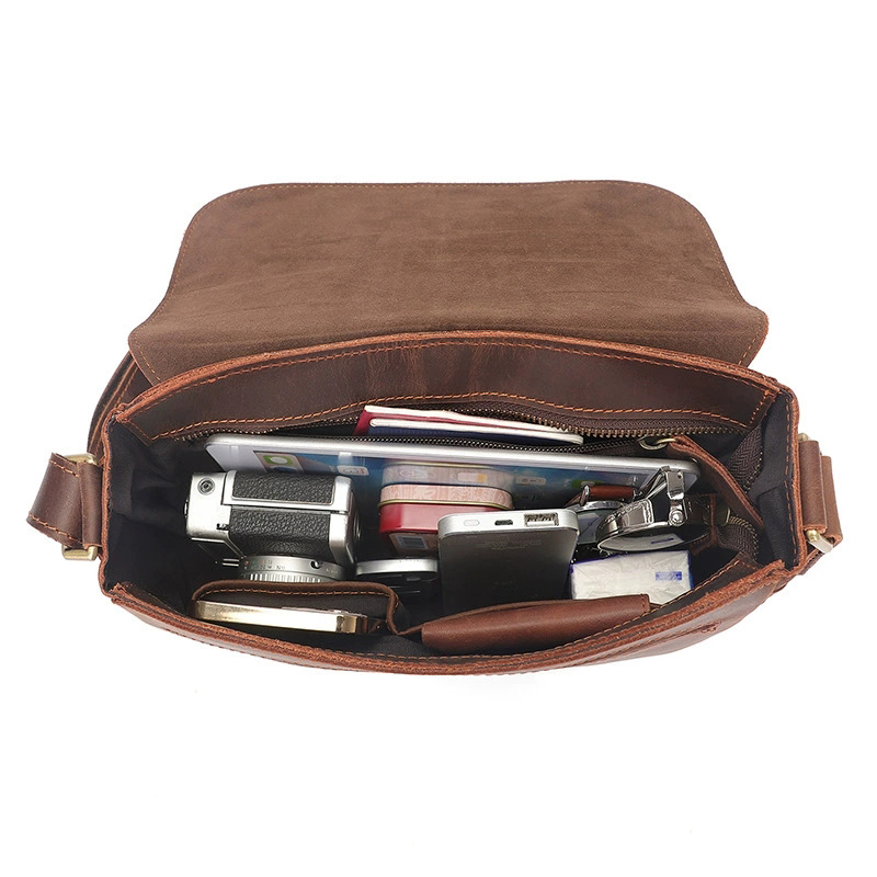 DEEPKEE 瘋馬皮斜挎包 男士單肩包 1062 號