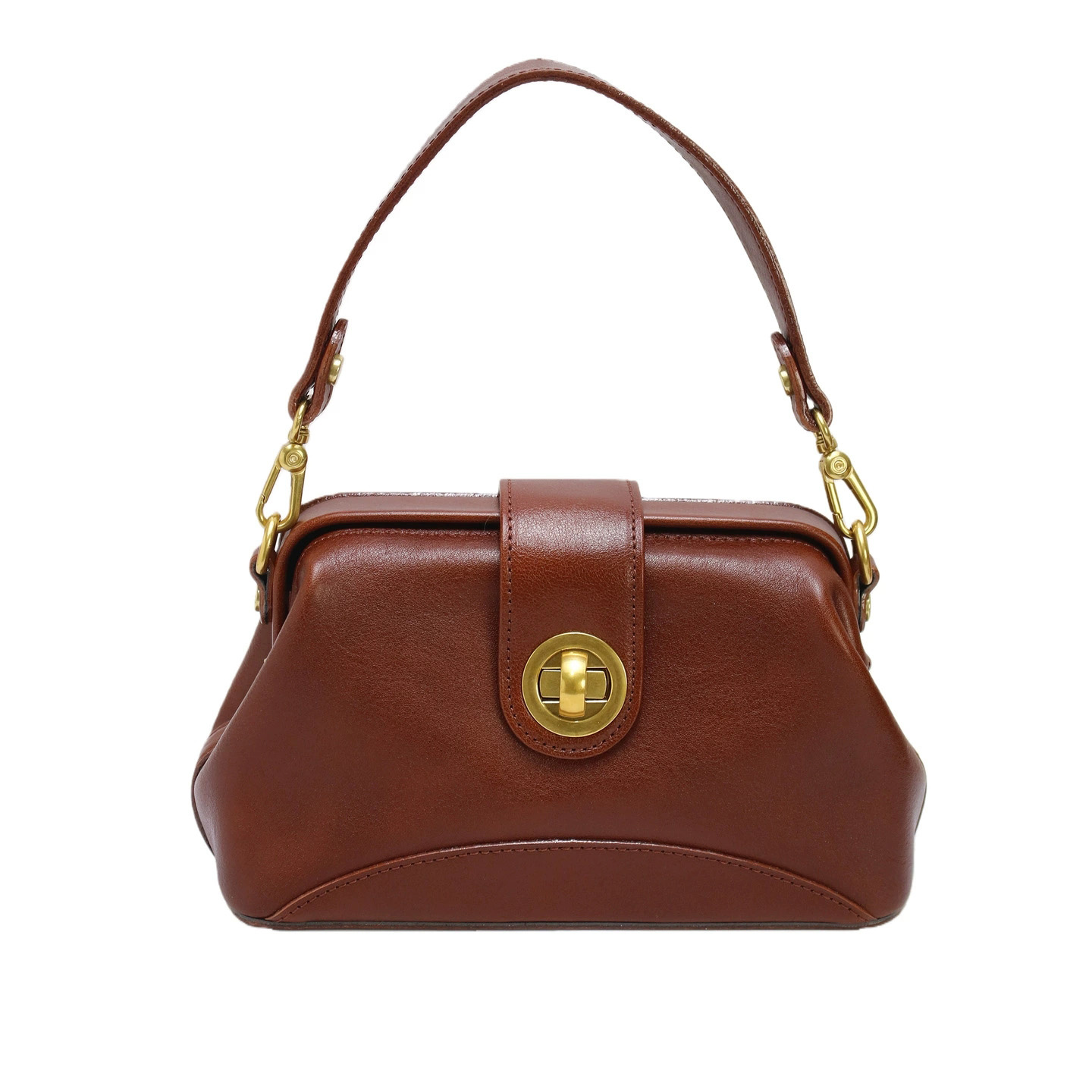 DEEPKEE 頭層牛皮新款百搭流行簡約休閒復古單肩斜挎包 1550 號