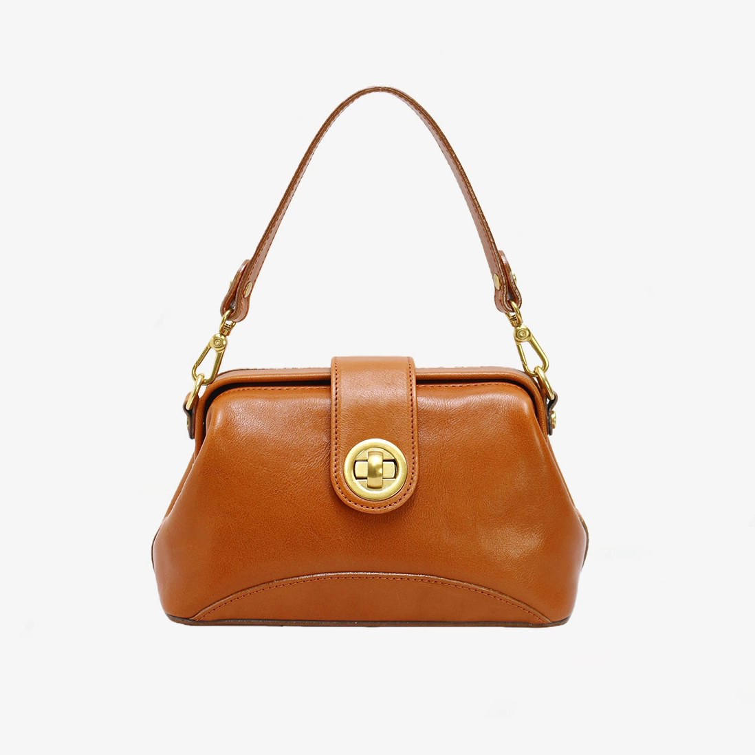 DEEPKEE 頭層牛皮新款百搭流行簡約休閒復古單肩斜挎包 1550 號