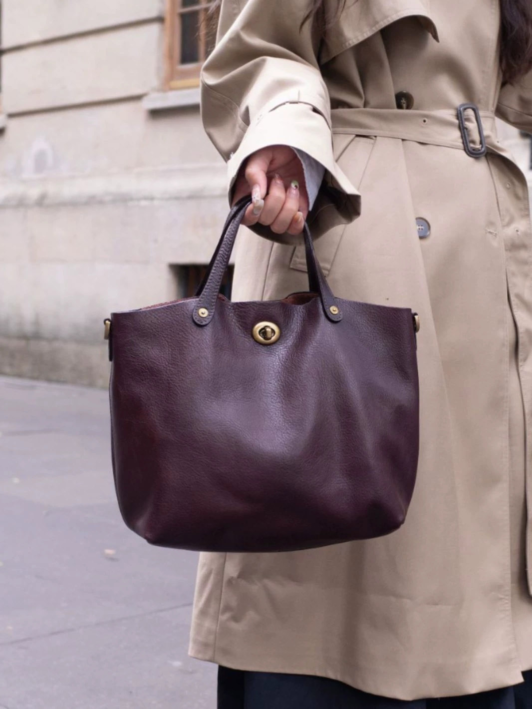 DEEPKEE 新款頭層牛皮復古時尚真皮女包 78818 號