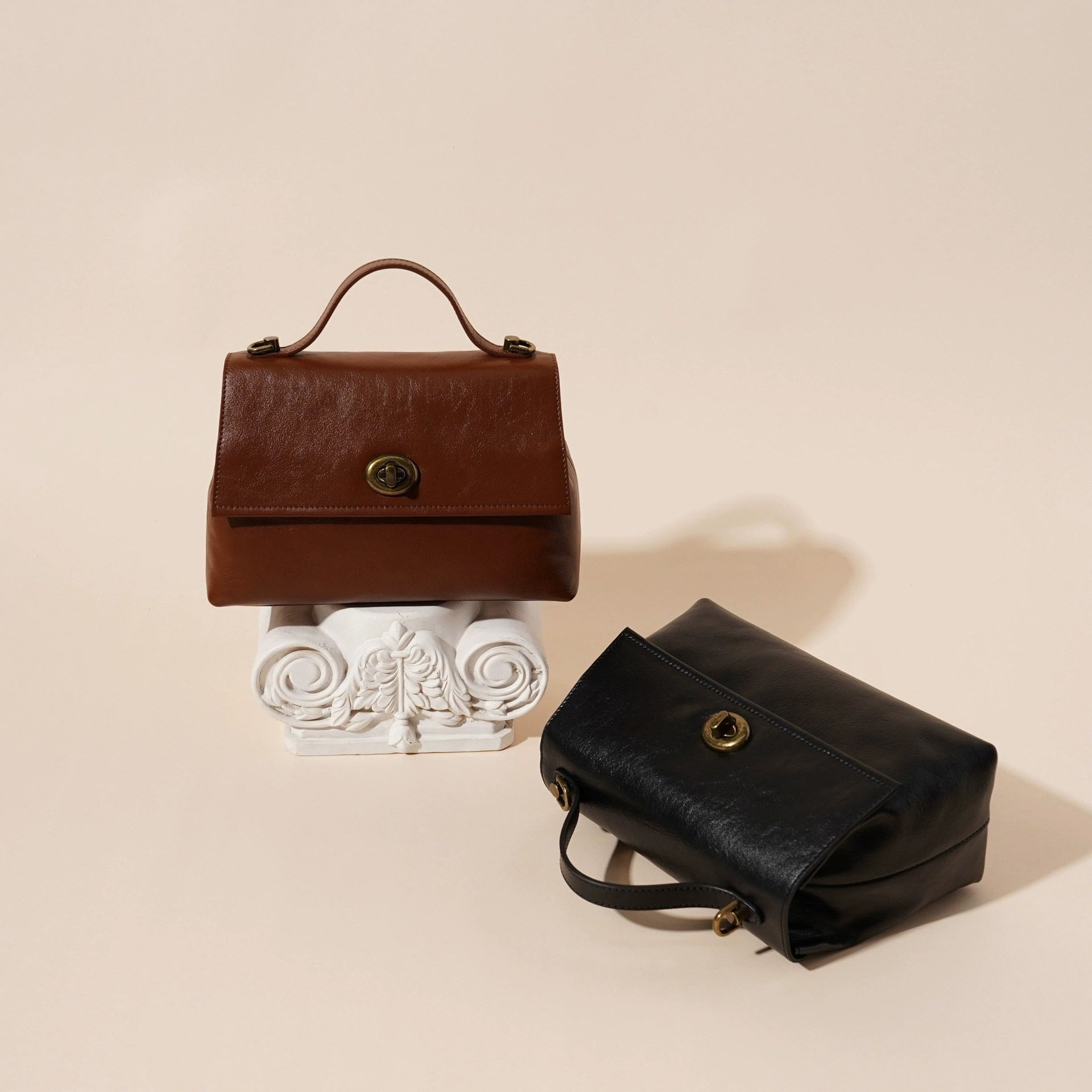 DEEPKEE 復古頭層牛皮單肩小方包 YN3455 號