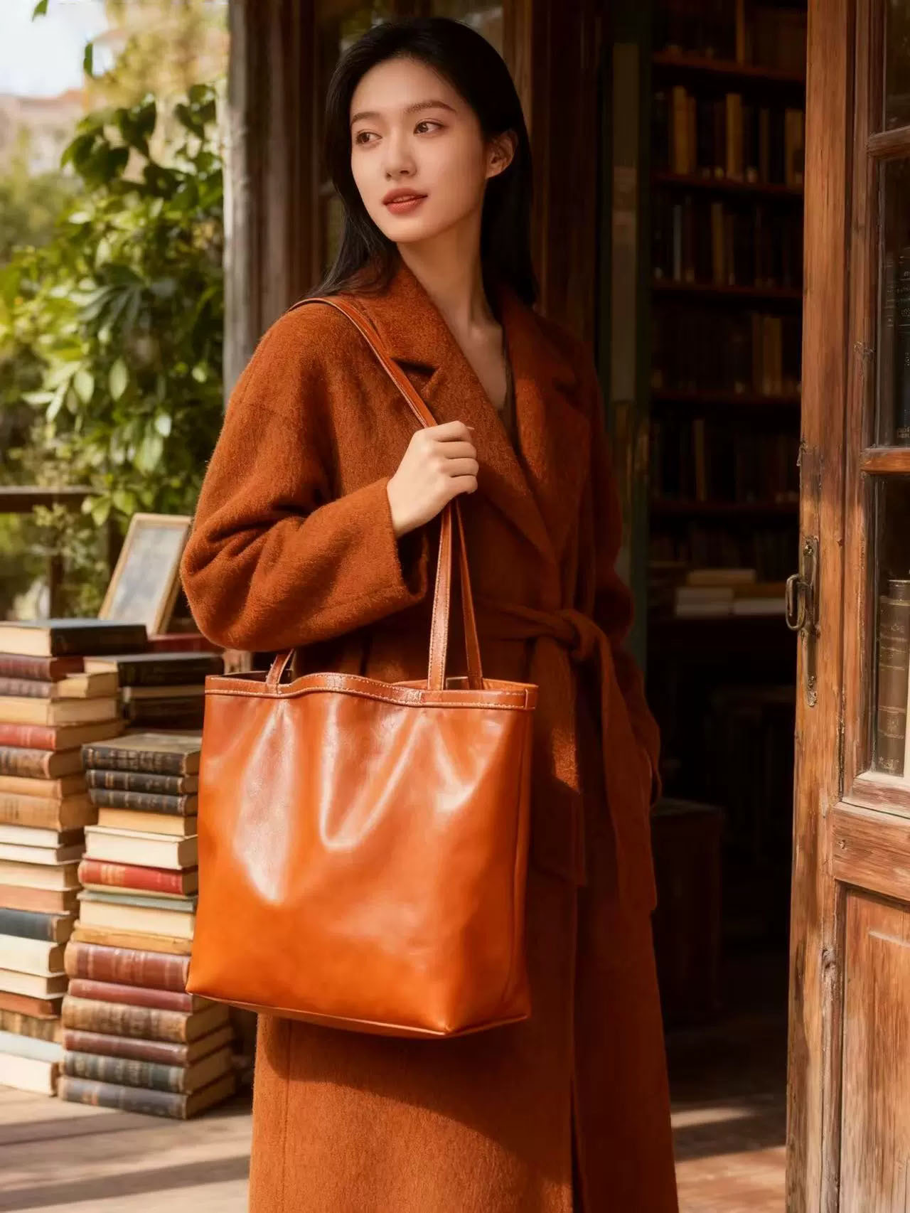 DEEPKEE 頭層牛皮個性簡約真皮女包 手提大容量包 19561SC2 號