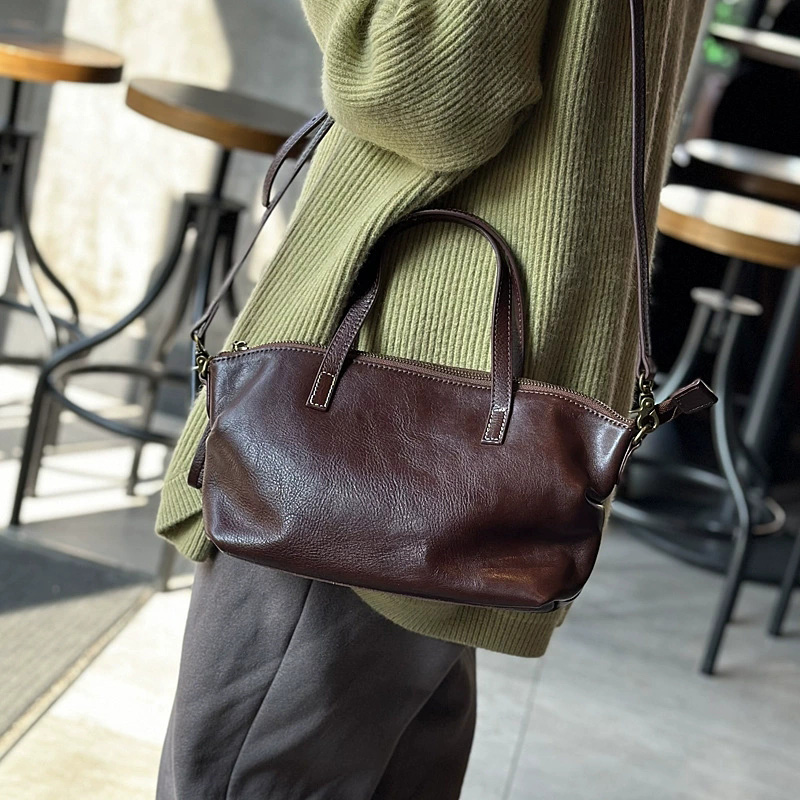 DEEPKEE 真皮精緻氣質女包 頭層牛皮單肩斜挎包 24005 號