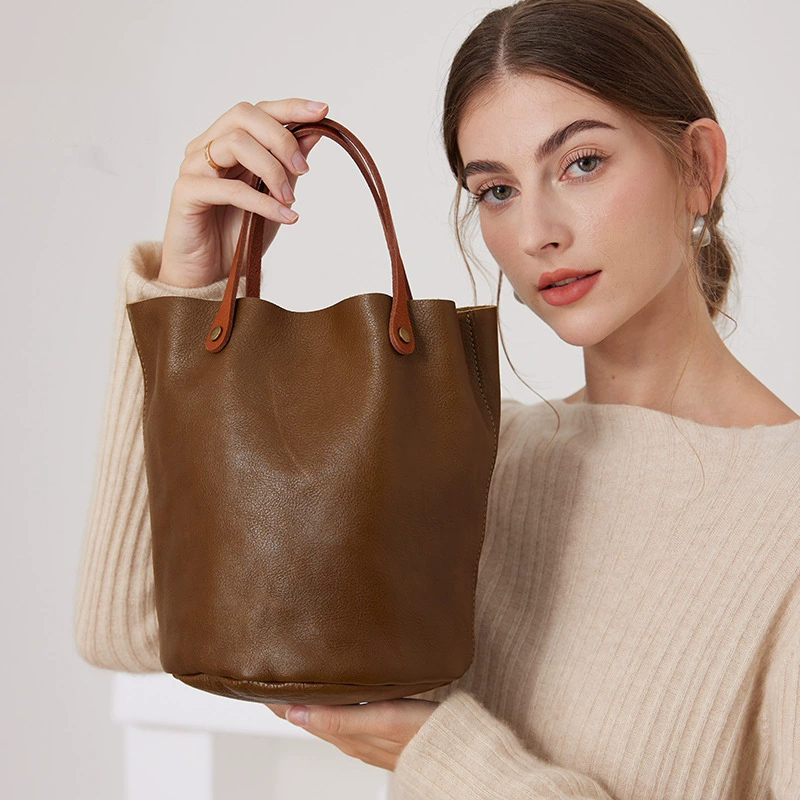 DEEPKEE 手工復古新款日韓系植鞣皮手提包 3357 號