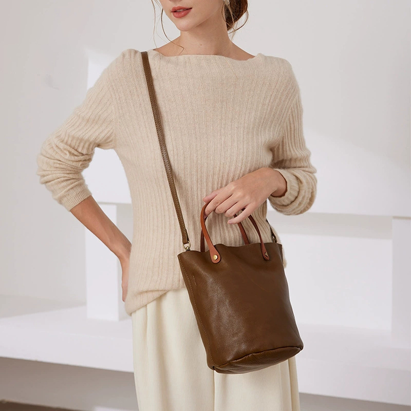 DEEPKEE 手工復古新款日韓系植鞣皮手提包 3357 號