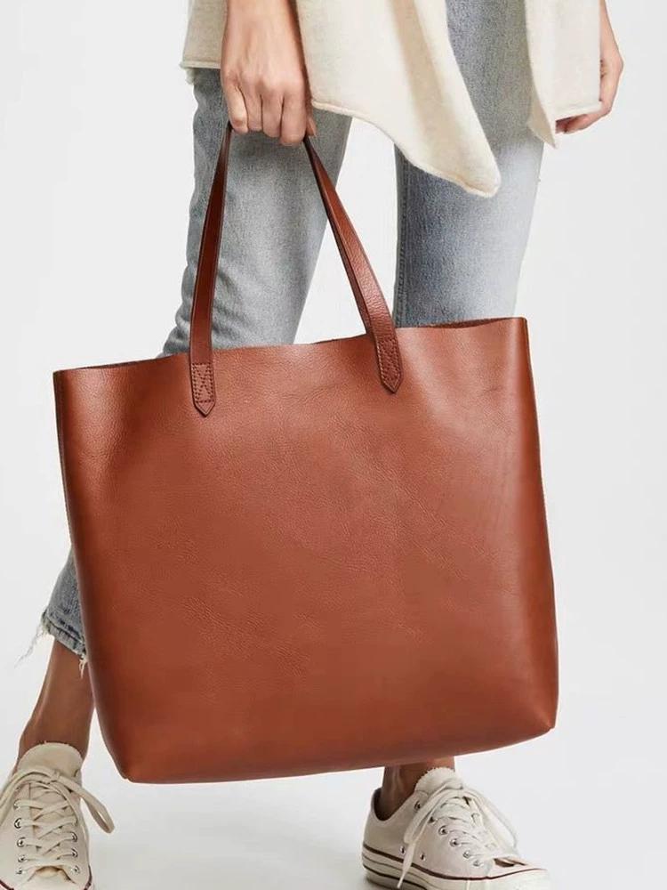 DEEPKEE 頭層牛皮大尺碼托特包 手提單肩兩用包 well-33 號