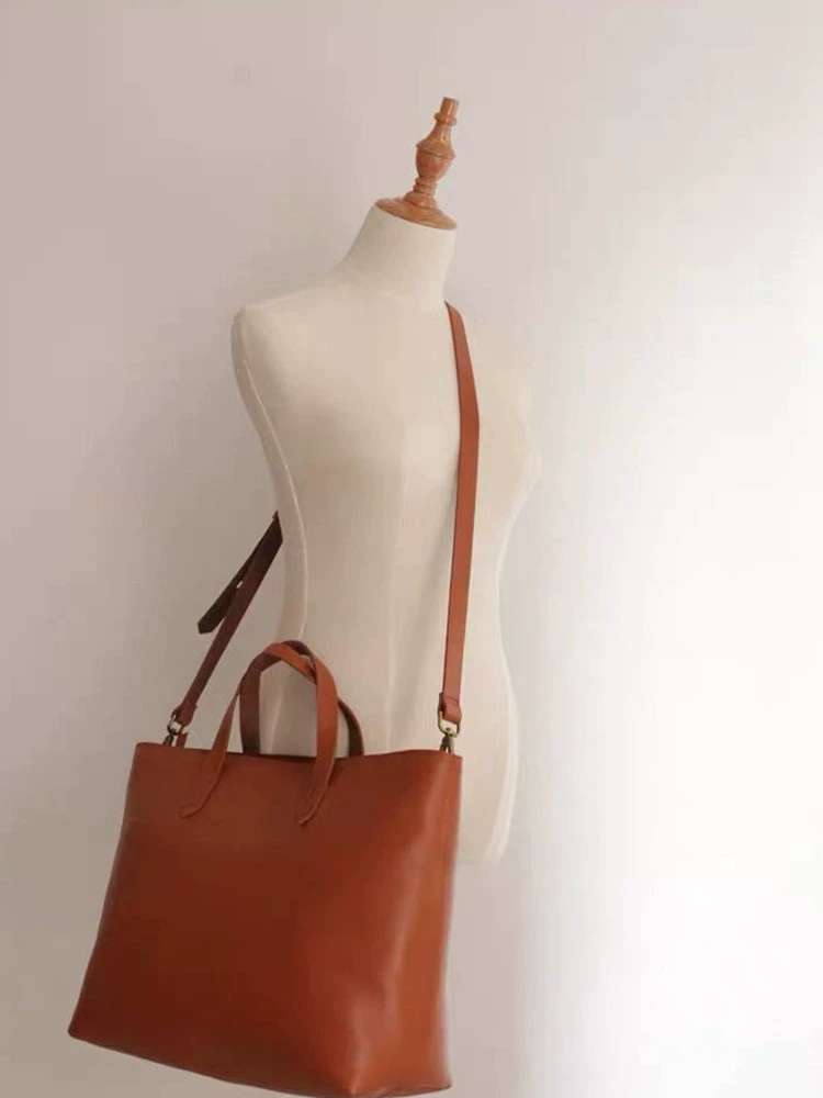 DEEPKEE 頭層牛皮大尺碼托特包 手提單肩兩用包 well-33 號