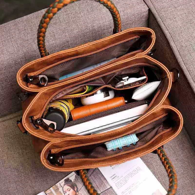 DEEPKEE 復古小眾 ins 風手提單肩包 女士斜挎新款百搭包 8180 號