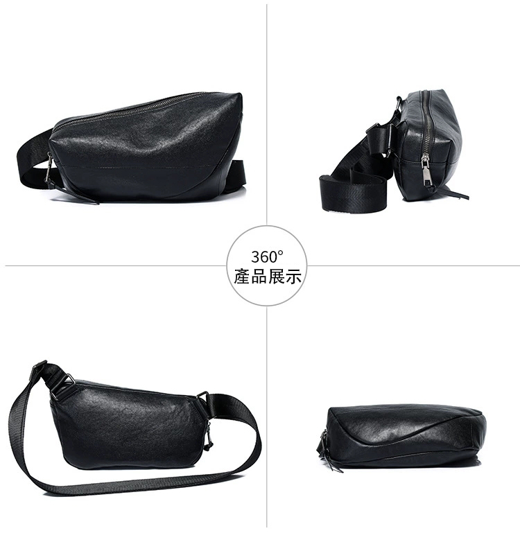 DEEPKEE 頭層牛皮單肩斜挎包 男款高級感外出便攜胸包 2712D 號