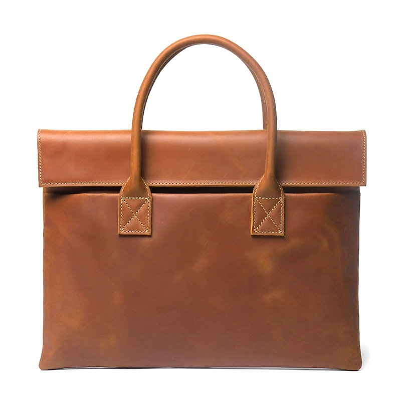 DEEPKEE 瘋馬皮男士手提包 頭層牛皮電腦包 3225 號