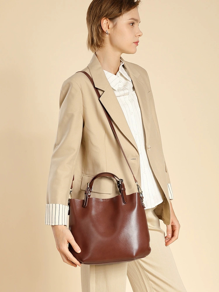 DEEPKEE 頭層牛皮簡約大容量通勤托特包 2886 號