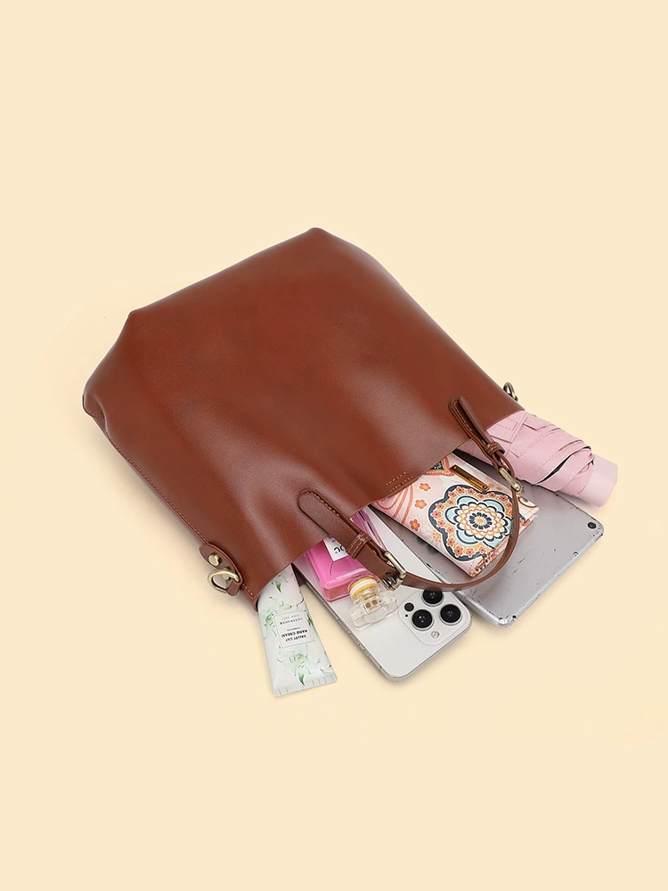 DEEPKEE 頭層牛皮簡約大容量通勤托特包 2886 號