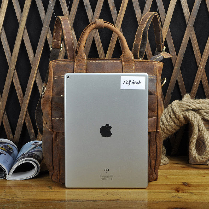 香港狄記手工包包 - 進口瘋馬皮真皮 13吋雙肩戶外背包電腦包 9999號