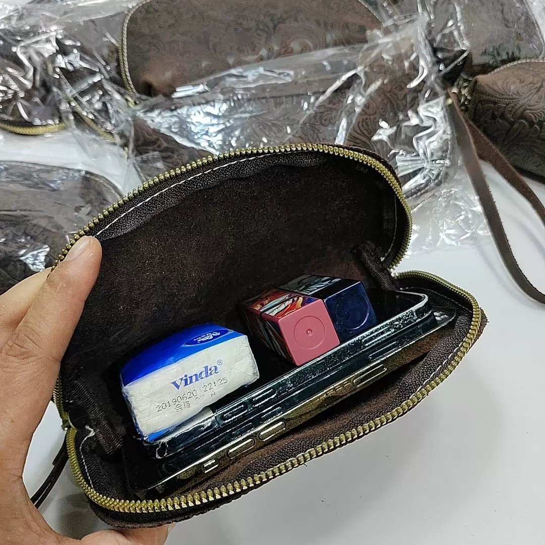 瘋馬皮ッ牛皮筆袋/化妝包/男女通用手拿包 453K號