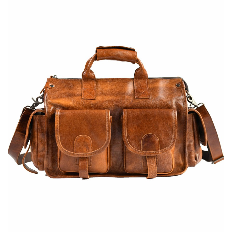 香港狄記手工 - 擦色手提包 植鞣牛皮可斜挎公事包3454號