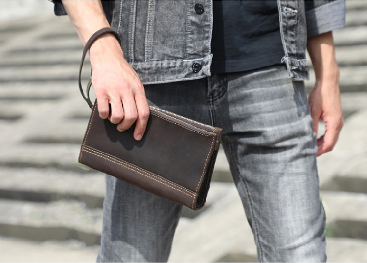 香港狄記皮具 狄記 原創真皮手工 ins郵差包 ins風格包包 頭層牛皮包包 皮革 原創手工真皮 皮件 頭層瘋馬牛皮三隔層薄款肩背小包 [LB1225] likehouse 喜番屋