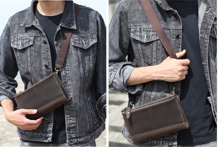 香港狄記皮具 狄記 原創真皮手工 ins郵差包 ins風格包包 頭層牛皮包包 皮革 原創手工真皮 皮件 頭層瘋馬牛皮三隔層薄款肩背小包 [LB1225] likehouse 喜番屋