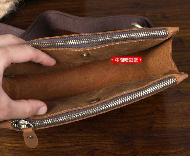 香港狄記皮具 狄記 原創真皮手工 ins郵差包 ins風格包包 頭層牛皮包包 皮革 原創手工真皮 皮件 頭層瘋馬牛皮三隔層薄款肩背小包 [LB1225] likehouse 喜番屋