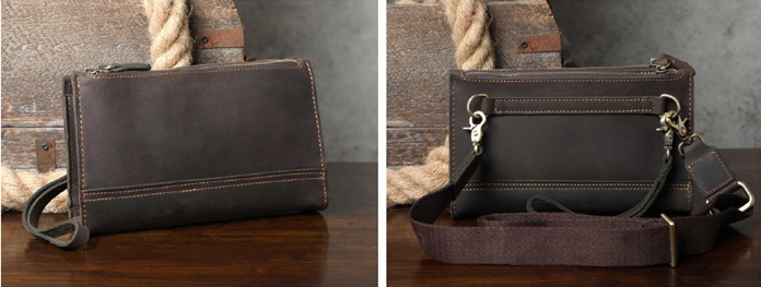 香港狄記皮具 狄記 原創真皮手工 ins郵差包 ins風格包包 頭層牛皮包包 皮革 原創手工真皮 皮件 頭層瘋馬牛皮三隔層薄款肩背小包 [LB1225] likehouse 喜番屋