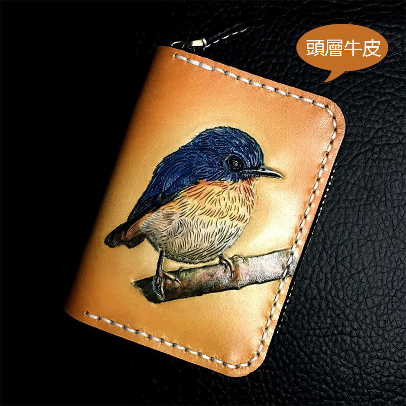 小巧皮雕 風琴真皮卡包 9800號