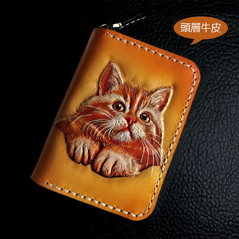 小巧皮雕 風琴真皮卡包 9800號