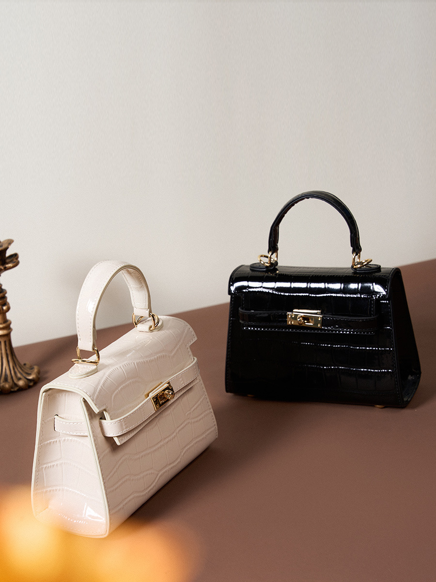 香港狄記原創手工包包 - 經典高級感の鱷魚紋凱莉牛皮小包 2212號