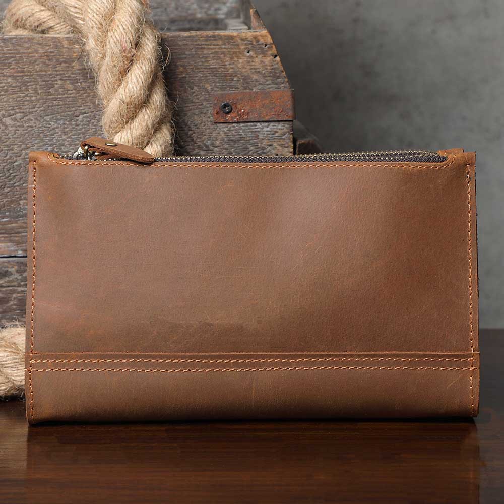 頭層瘋馬牛皮三隔層薄款肩背小包男包【LB1225】