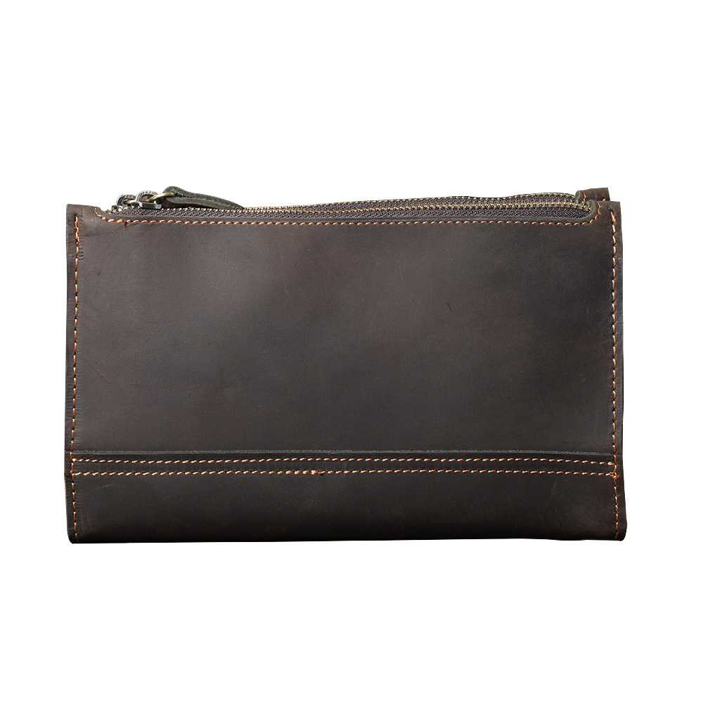 頭層瘋馬牛皮三隔層薄款肩背小包男包【LB1225】