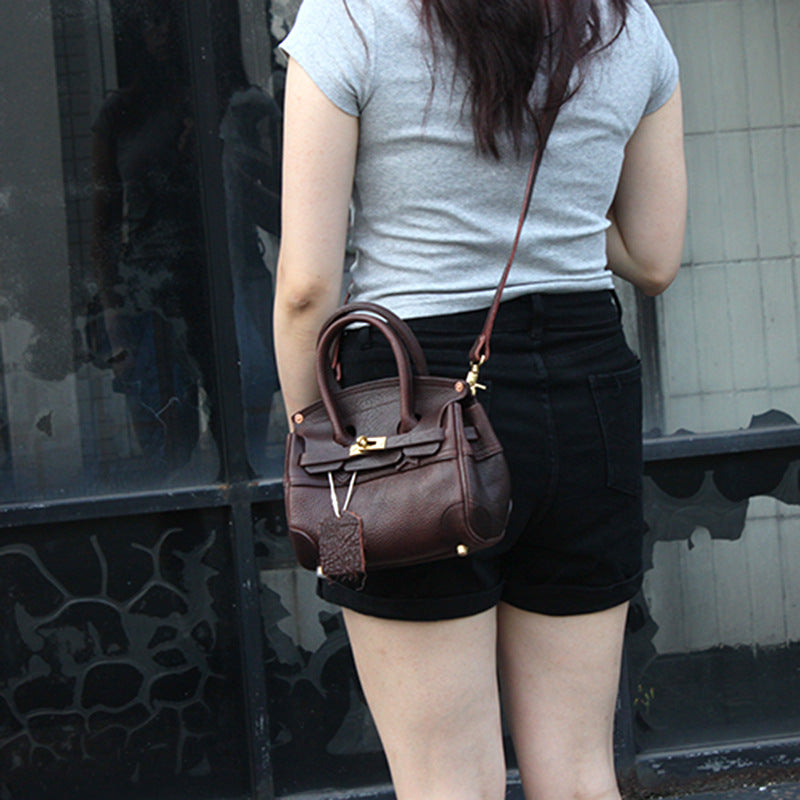 Handmade Faux Birkin 20 Black Leather Gold Hardware #KM-61117