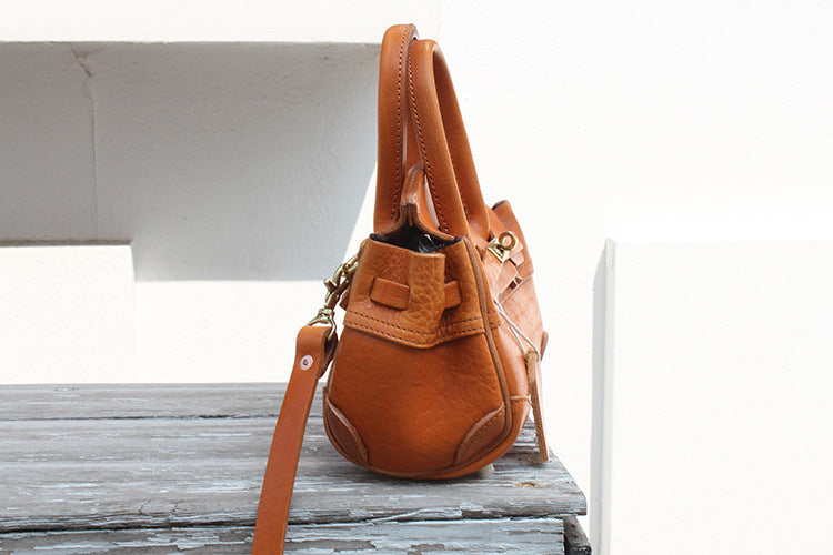 Handmade Faux Birkin 20 Black Leather Gold Hardware #KM-61117