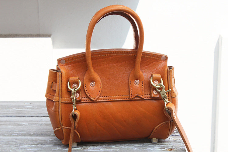 Handmade Faux Birkin 20 Black Leather Gold Hardware #KM-61117