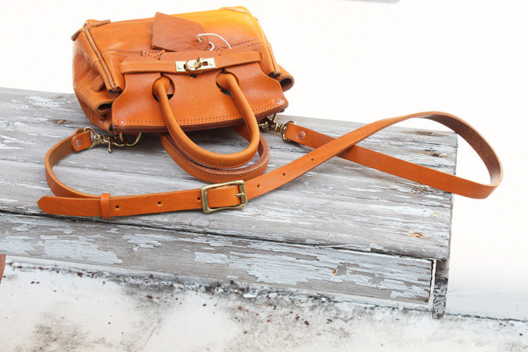 Handmade Faux Birkin 20 Black Leather Gold Hardware #KM-61117