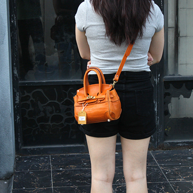 Handmade Faux Birkin 20 Black Leather Gold Hardware #KM-61117