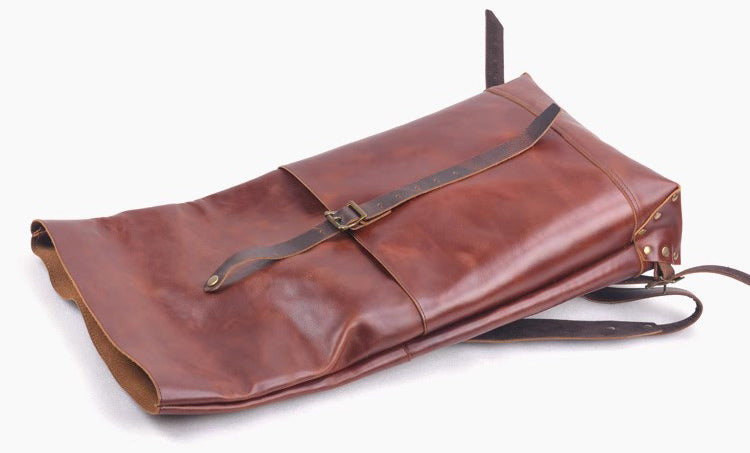 Handmade Leather Outdoor Roll-Top Backpack #5141