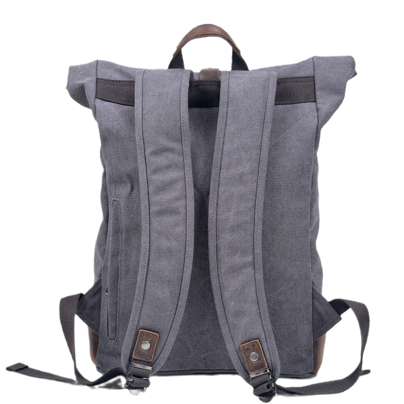 Handmade Canvas&leather Roll Top Expansion Backpack No.5118