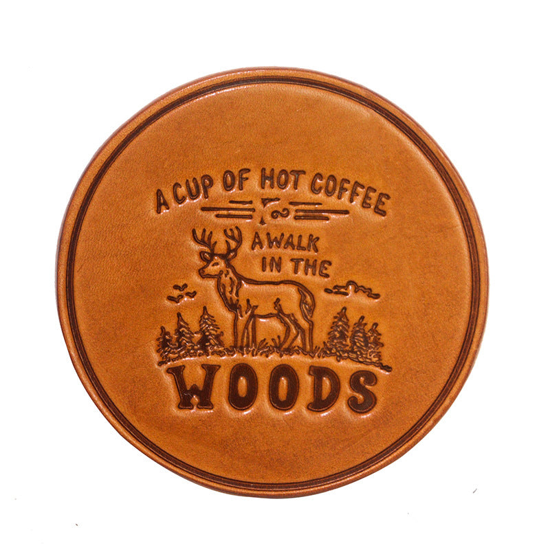 Deepkee handmade leather Cowhide Coffee Coaster, motorcycle style tea coaster #487841