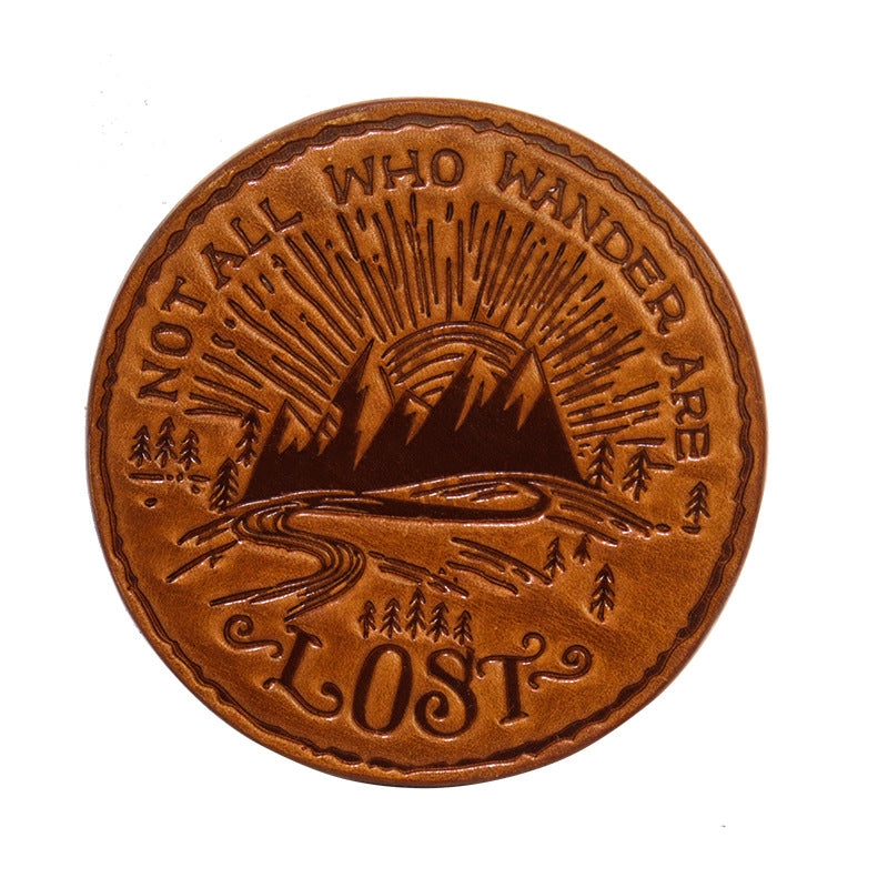 Deepkee handmade leather Cowhide Coffee Coaster, motorcycle style tea coaster #487841