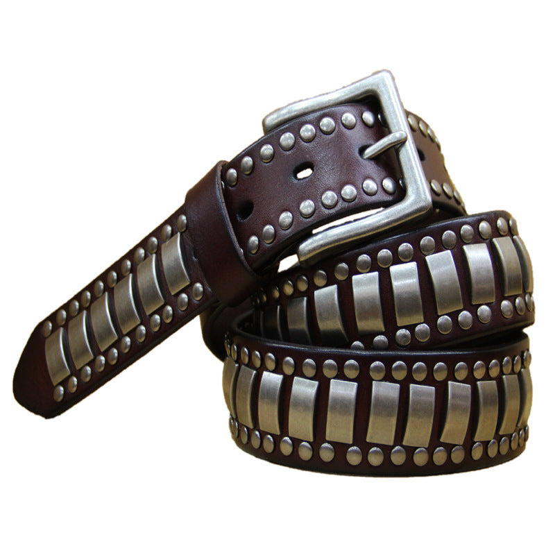 Deepkee Handcrafted Cowhide Studded Belt #655759