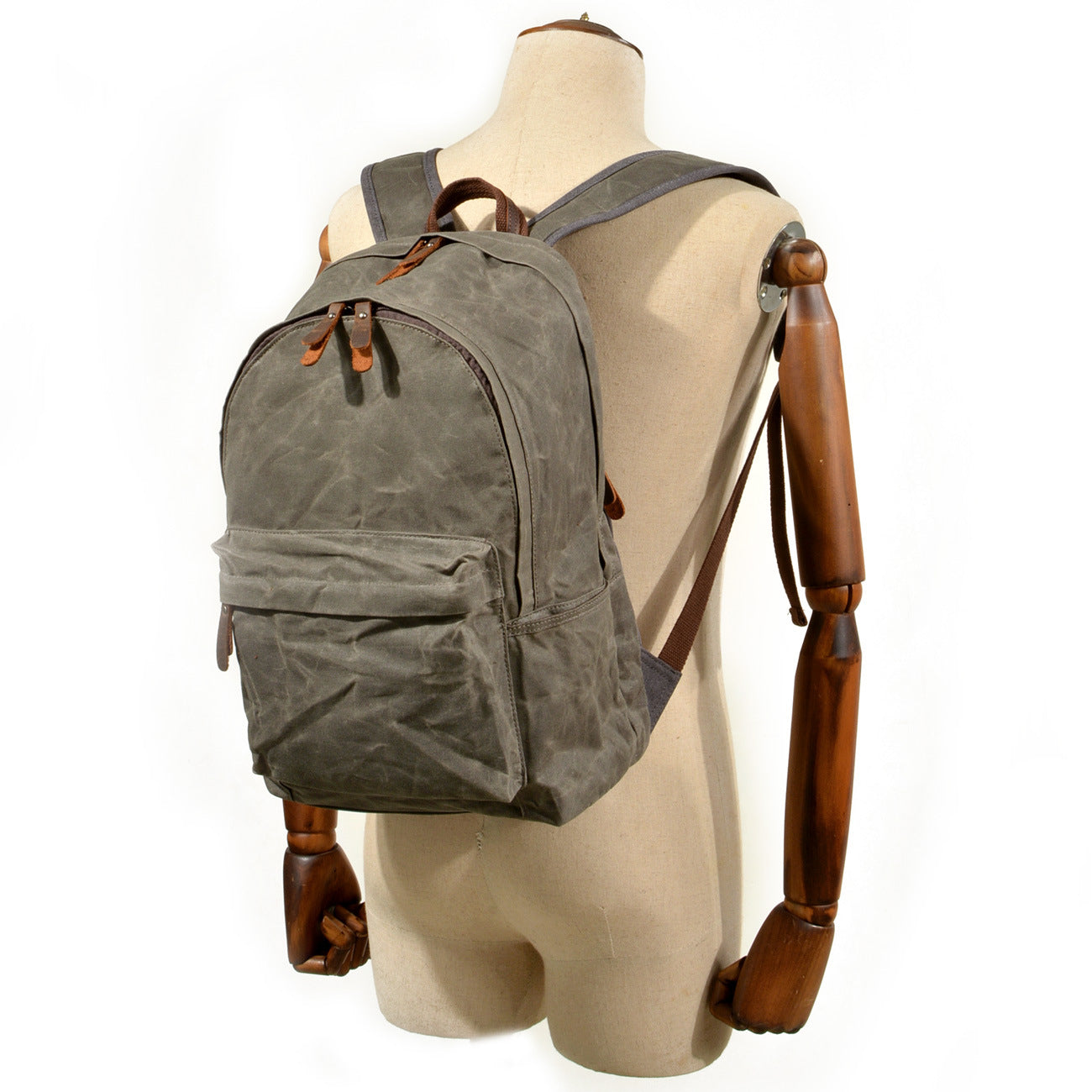 Handmade Leather&Waxed-Canvas Weekend Travel Backpack #6023