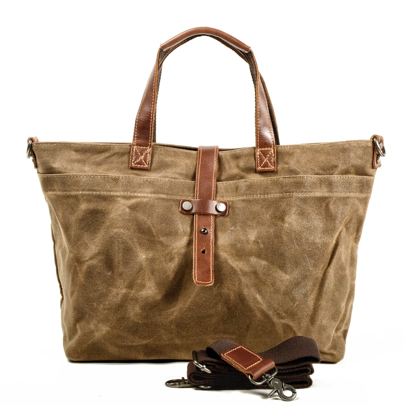 Handmade Oil waxed canvas&leather simple tote bag #9706