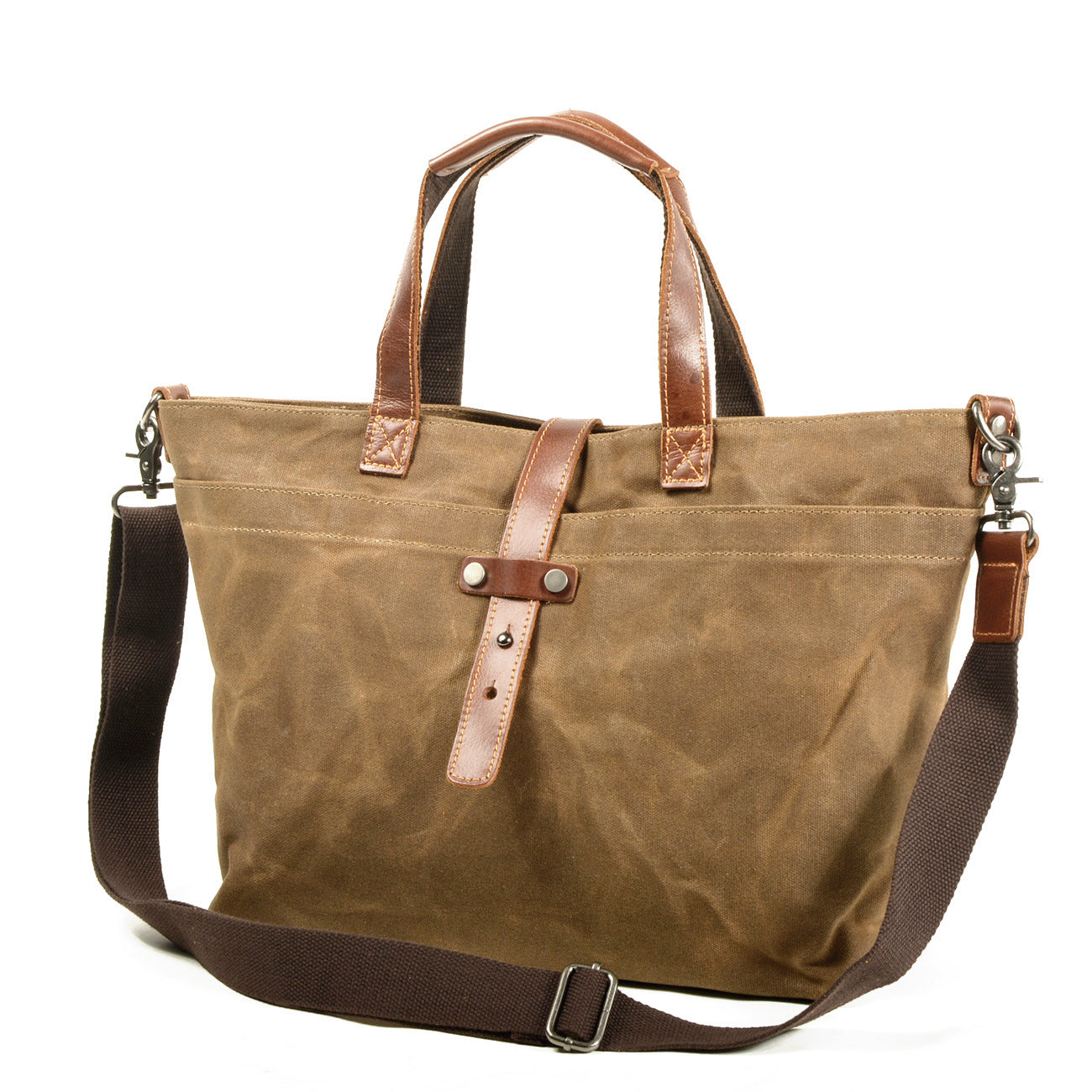 Handmade Oil waxed canvas&leather simple tote bag #9706