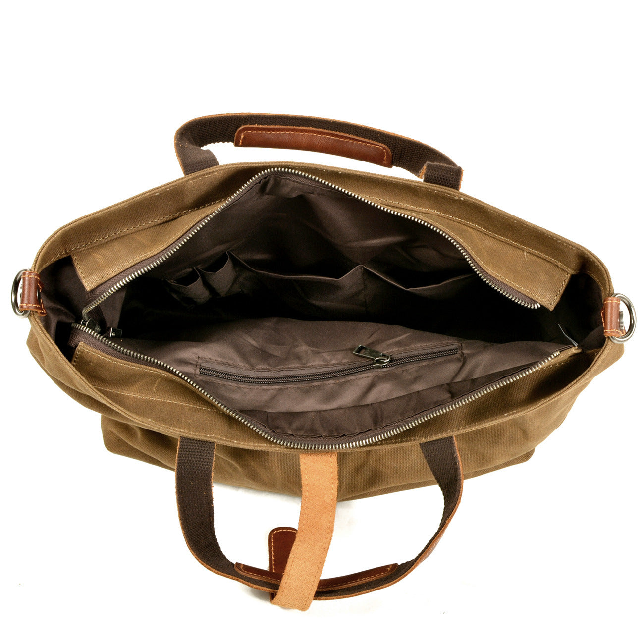 Handmade Oil waxed canvas&leather simple tote bag #9706