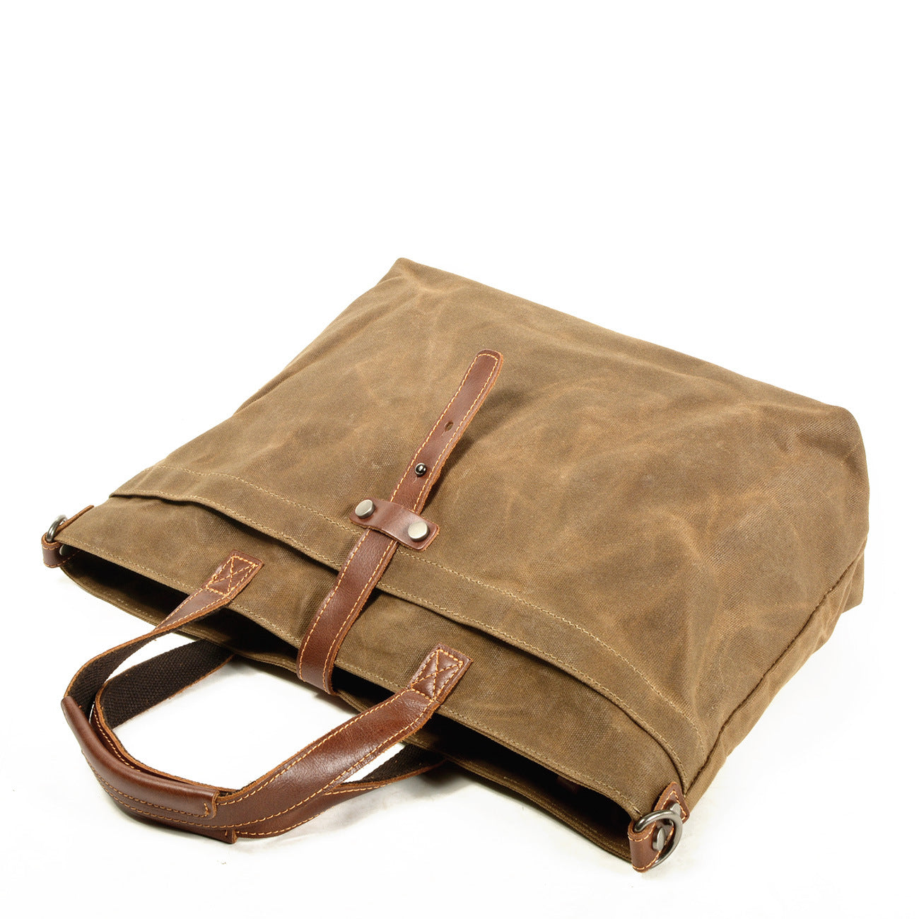 Handmade Oil waxed canvas&leather simple tote bag #9706