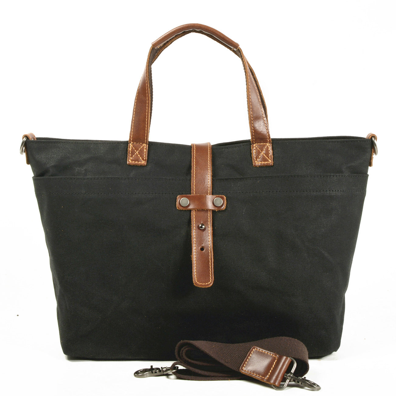 Handmade Oil waxed canvas&leather simple tote bag #9706
