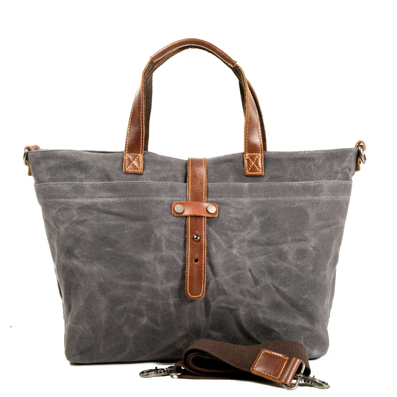 Handmade Oil waxed canvas&leather simple tote bag #9706