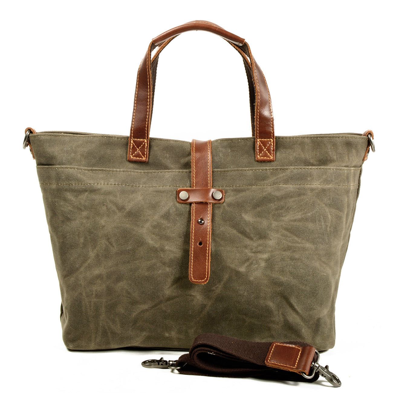 Handmade Oil waxed canvas&leather simple tote bag #9706
