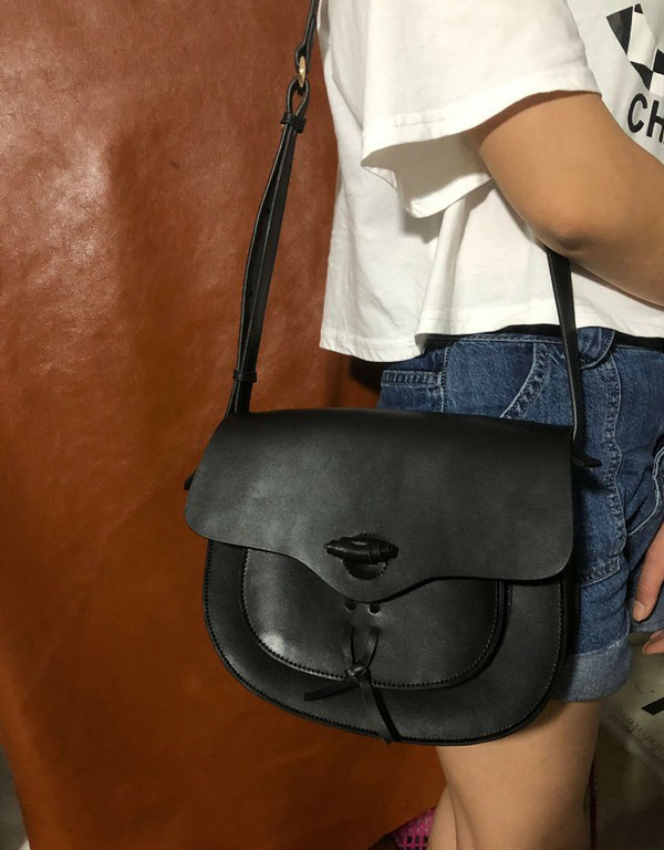 DEEPKEE 牛皮馬鞍包 單肩斜背復古包 chun-67 號