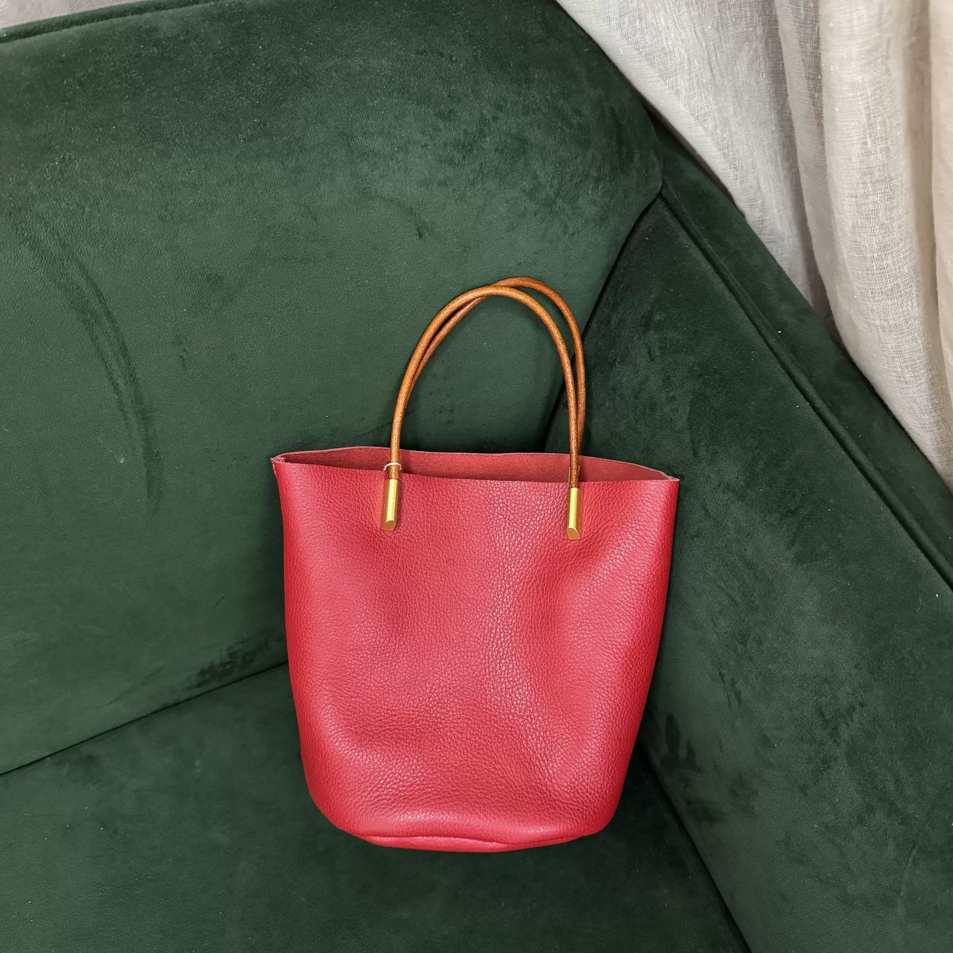 DEEPKEE 頭層植鞣牛皮水桶包 907 號